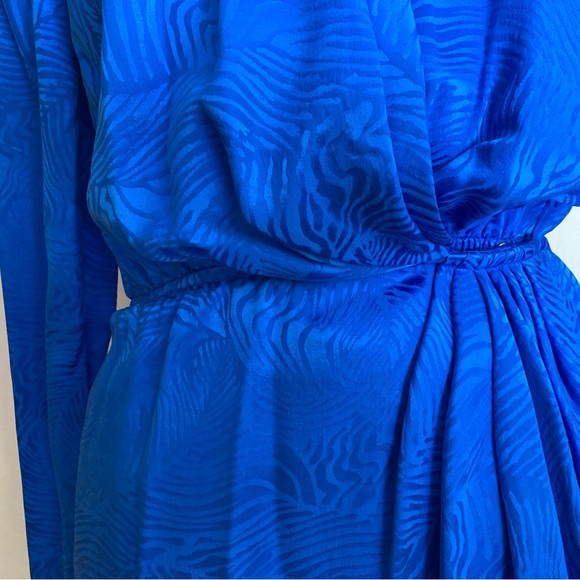 Stanley Sherman Vibrant Royal Blue Jumpsuit 2pc Silk Rose Jacquard Pattern - Picture 6 of 15